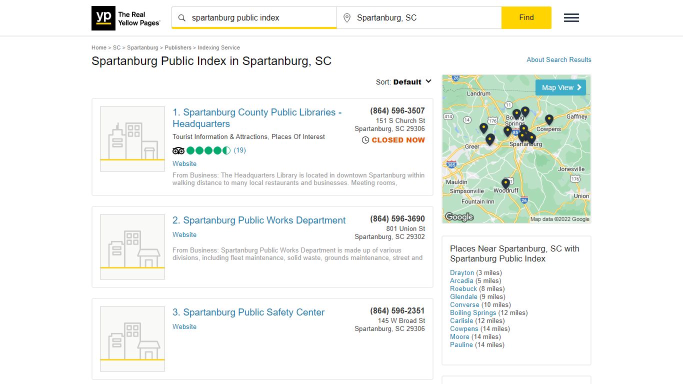 Spartanburg Public Index in Spartanburg, SC - Yellow Pages