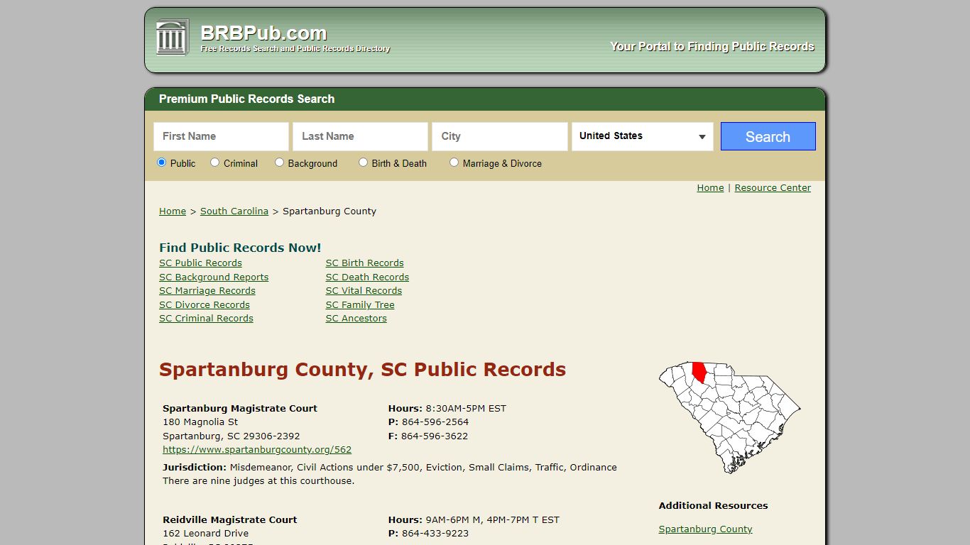 Spartanburg County, SC Public Records - BRB Pub